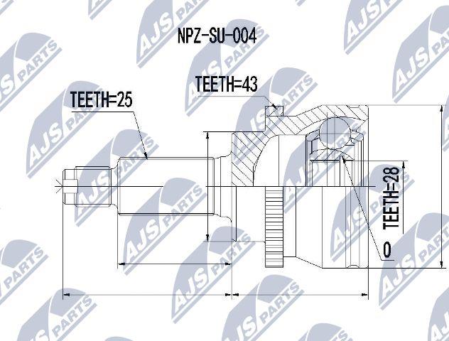 NTY NPZ-SU-004 - Шарнирный комплект, ШРУС, приводной вал parts5.com