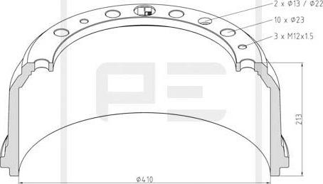 PE Automotive 036.404-00A - Tambor de freno parts5.com