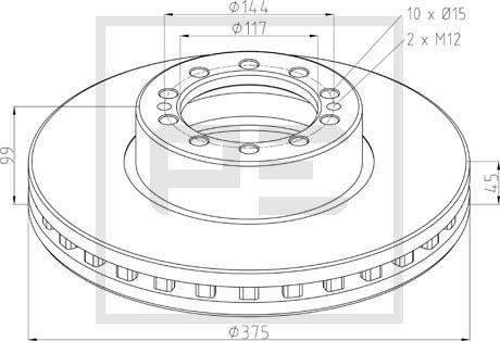 PE Automotive 106.204-00A - Тормозной диск parts5.com