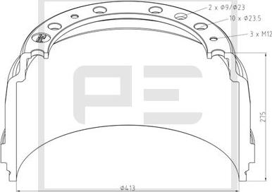 PE Automotive 126.074-00A - Тормозной барабан parts5.com