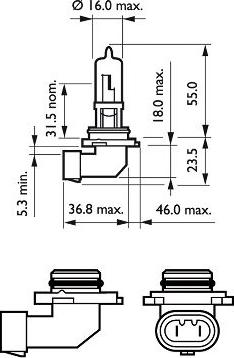 PHILIPS 9005PRC1 - Lámpara, faro de carretera parts5.com