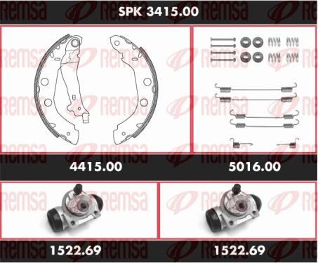 Remsa SPK 3415.00 - Комплект тормозных колодок, барабанные parts5.com