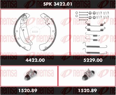 Remsa SPK 3422.01 - Комплект тормозных колодок, барабанные parts5.com