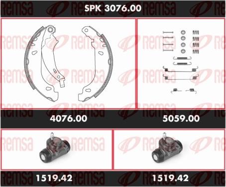 Remsa SPK 3076.00 - Комплект тормозных колодок, барабанные parts5.com