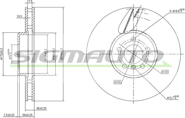 SIGMAUTO DBC619VLS - Тормозной диск parts5.com