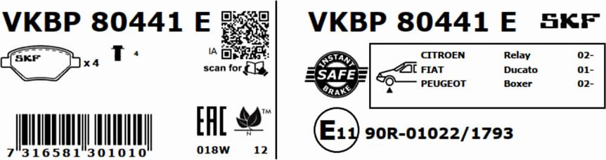 SKF VKBP 80441 E - Тормозные колодки, дисковые, комплект parts5.com