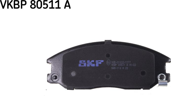 SKF VKBP 80511 A - Тормозные колодки, дисковые, комплект parts5.com