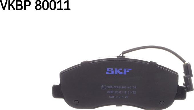 SKF VKBP 80011 E - Тормозные колодки, дисковые, комплект parts5.com