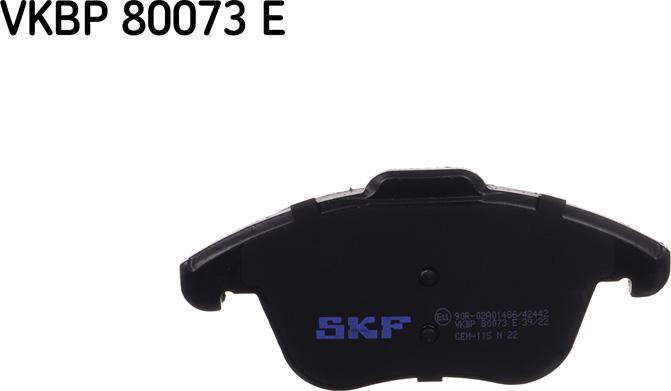 SKF VKBP 80073 E - Тормозные колодки, дисковые, комплект parts5.com