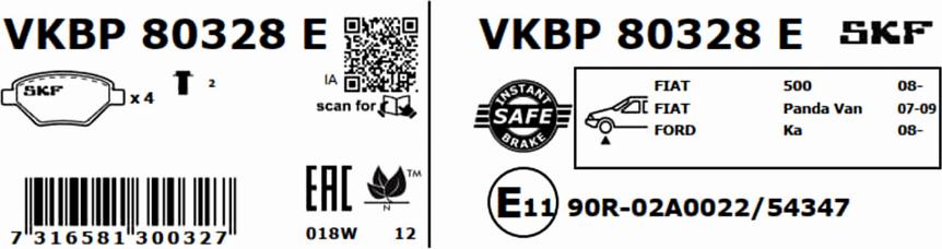 SKF VKBP 80328 E - Тормозные колодки, дисковые, комплект parts5.com