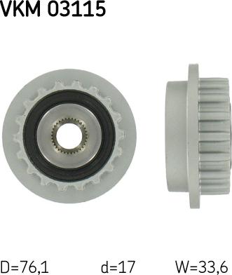 SKF VKM 03115 - Pulley, alternator, freewheel clutch parts5.com