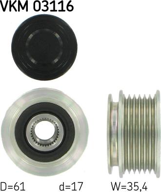 SKF VKM 03116 - Шкив генератора, муфта parts5.com