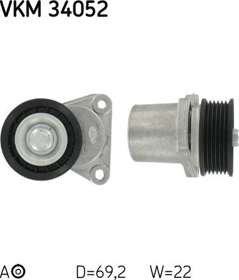 SKF VKM 34052 - Направляющий ролик, поликлиновый ремень parts5.com