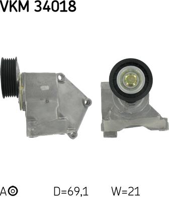 SKF VKM 34018 - Направляющий ролик, поликлиновый ремень parts5.com