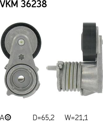 SKF VKM 36238 - Направляющий ролик, поликлиновый ремень parts5.com