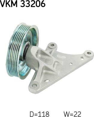 SKF VKM 33206 - Направляющий ролик, поликлиновый ремень parts5.com