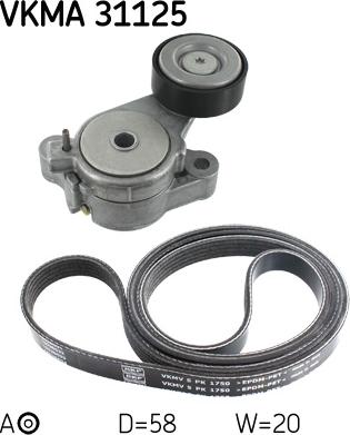 SKF VKMA 31125 - Поликлиновый ременный комплект parts5.com