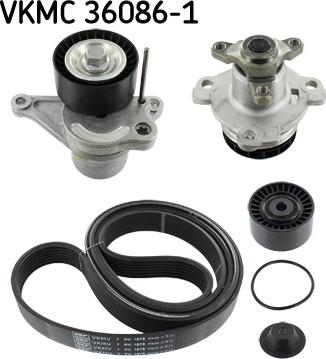 SKF VKMC 36086-1 - Water Pump + V-Ribbed Belt Set parts5.com