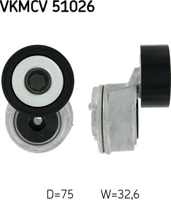 SKF VKMCV 51026 - Направляющий ролик, поликлиновый ремень parts5.com