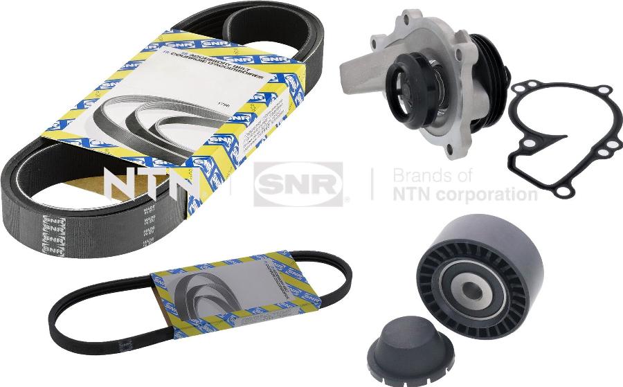 SNR KAP859.490 - Водяной насос + комплект ручейковых ремней parts5.com