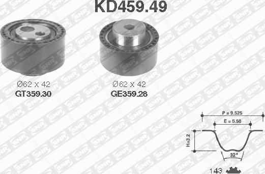 SNR KD459.49 - Комплект ремня ГРМ parts5.com