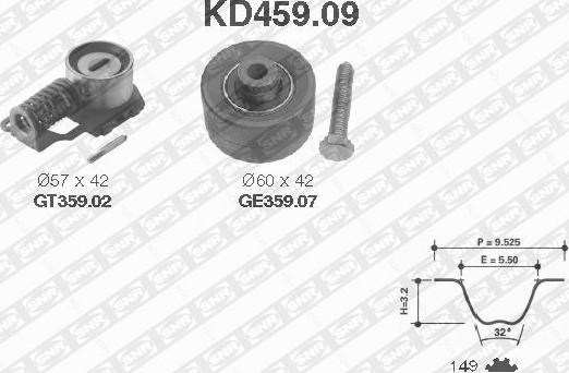 SNR KD459.09 - Комплект ремня ГРМ parts5.com