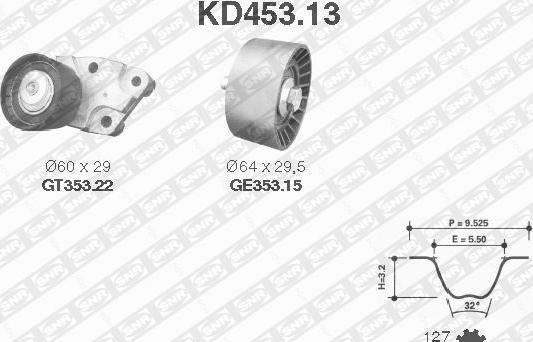 SNR KD453.13 - Комплект ремня ГРМ parts5.com