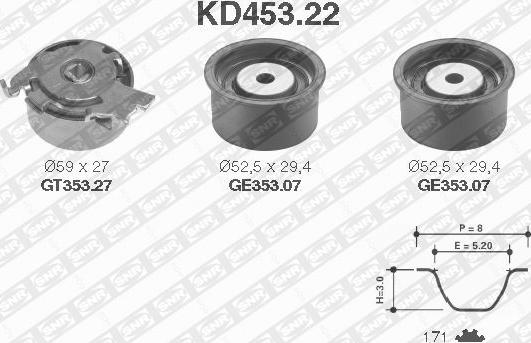 SNR KD453.22 - Комплект ремня ГРМ parts5.com