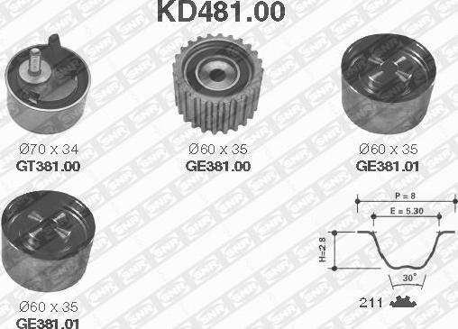 SNR KD481.00 - Комплект ремня ГРМ parts5.com