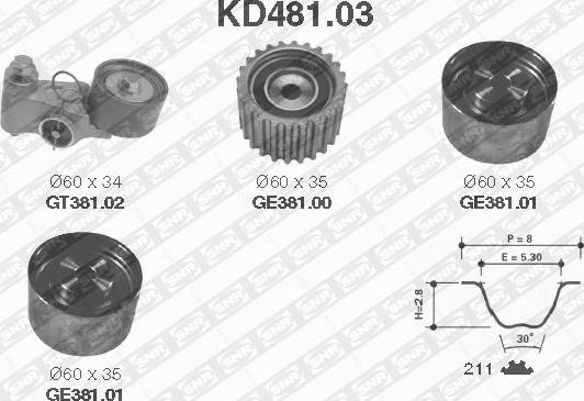 SNR KD481.03 - Комплект ремня ГРМ parts5.com