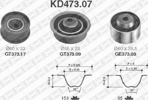 SNR KD473.07 - Комплект ремня ГРМ parts5.com