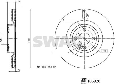 Swag 33 11 0162 - Тормозной диск parts5.com