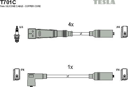 TESLA T701C - Комплект проводов зажигания parts5.com