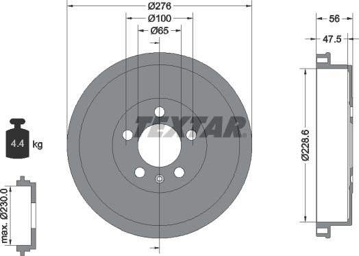 Textar 94044600 - Тормозной барабан parts5.com