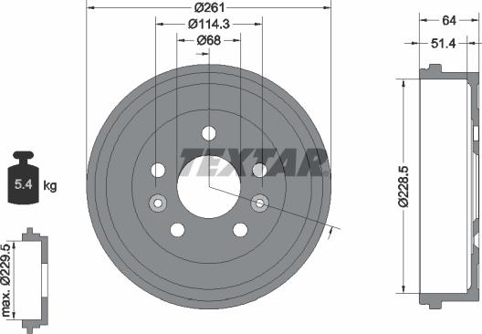 Textar 94045500 - Тормозной барабан parts5.com