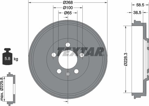 Textar 94046000 - Тормозной барабан parts5.com