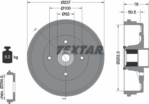 Textar 94041400 - Тормозной барабан parts5.com