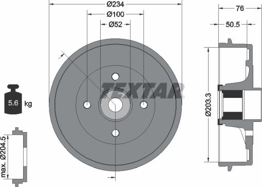 Textar 94042400 - Тормозной барабан parts5.com