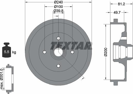 Textar 94006700 - Тормозной барабан parts5.com