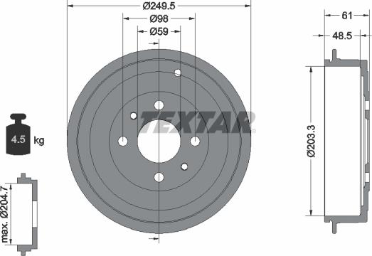 Textar 94019900 - Тормозной барабан parts5.com