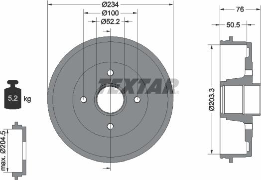 Textar 94019700 - Тормозной барабан parts5.com