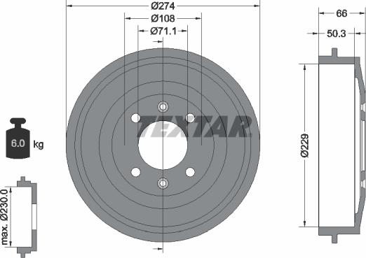 Textar 94010300 - Тормозной барабан parts5.com