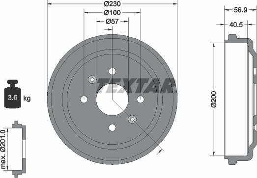 Textar 94032100 - Тормозной барабан parts5.com