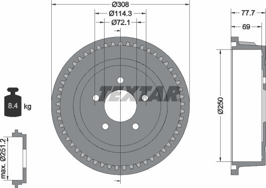 Textar 94028100 - Тормозной барабан parts5.com