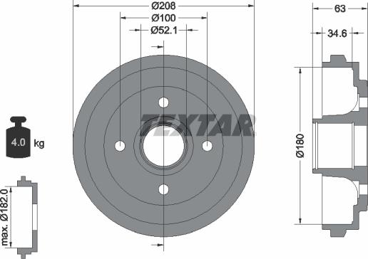 Textar 94023900 - Тормозной барабан parts5.com