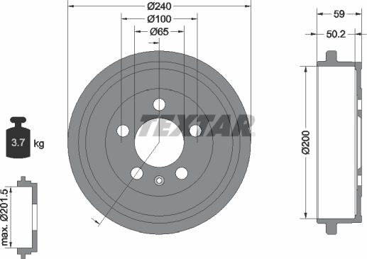 Textar 94023800 - Тормозной барабан parts5.com