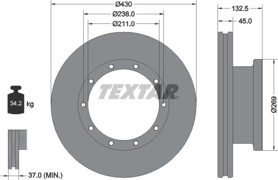 Textar 93087900 - Тормозной диск parts5.com