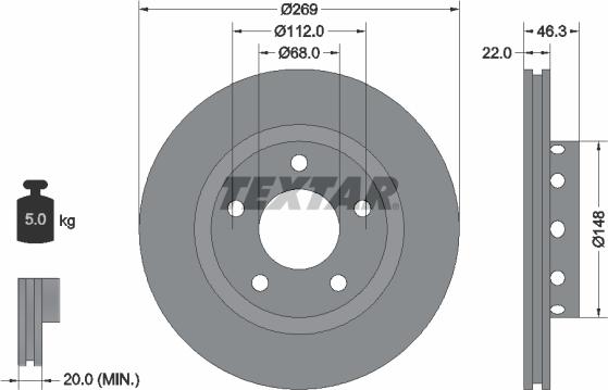 Textar 92098400 - Тормозной диск parts5.com