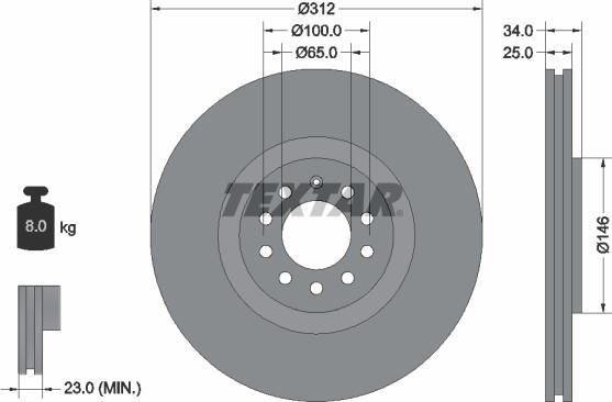 Textar 92098505 - Тормозной диск parts5.com