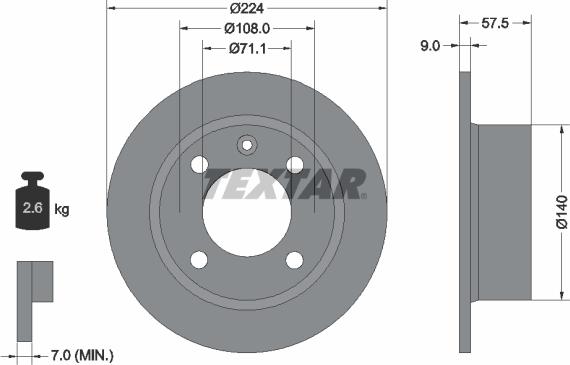 Textar 92059700 - Тормозной диск parts5.com